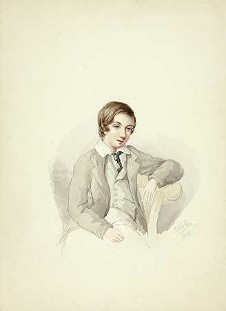 倚在椅子上的年轻人`Youth Leaning on Chair (1852) by Elizabeth Murray