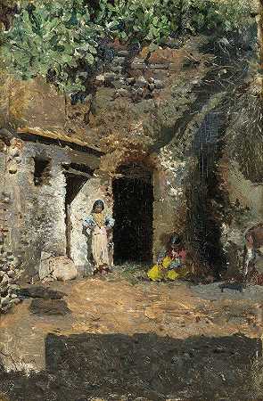 吉普赛洞穴，格拉纳达`Gypsy Caves,Granada (c. 1871) by Mariano Fortuny Marsal