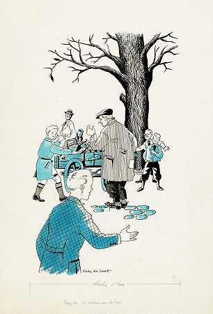 男孩们拉着手推车`Jongens trekken aan een handkar (1947) by Eddy de Smet