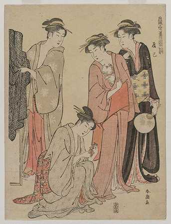 Tatsumi区的女性（摘自当代东方习俗系列）`Women of the Tatsumi District (from the series Eastern Customs of the Present Day) (c. mid 1780s) by Katsukawa Shunchō