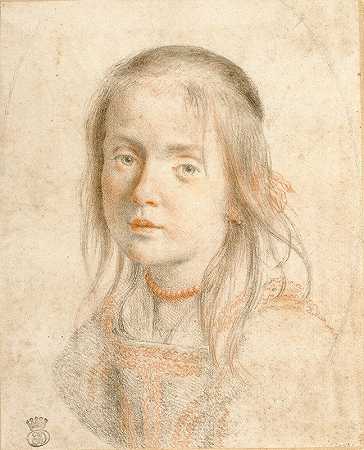 女孩肖像`Portrait of a Girl (1665) by Carlo Dolci