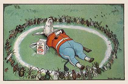 他躺在一个硼砂圈里，以防虫子进入`He rested in a Borax ring to keep the bugs away (1904) by Peter Newell