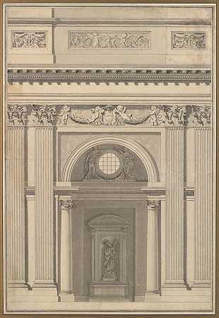 墙的立面`Elevation of a Wall (1776) by Jean Guillaume Moitte