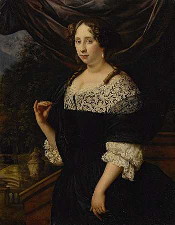 一位女士的肖像`Portrait Of A Lady by Johannes Vollevens