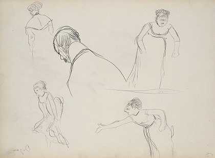 五幅速写`Five Rapid Sketches (1877) by Edgar Degas