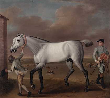 汉密尔顿公爵s灰色赛马胜利的在新市场`The Duke of Hamiltons Grey Racehorse Victorious at Newmarket (ca. 1725) by John Wootton