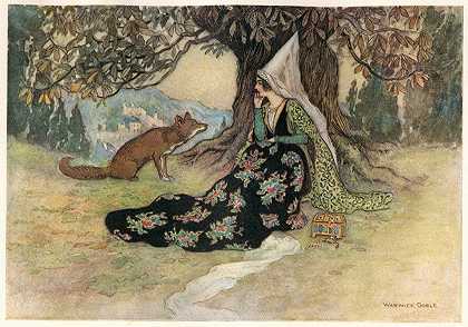 格兰诺尼亚和狐狸`Grannonia and the Fox (1911) by Warwick Goble