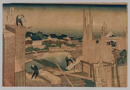 木材场`Lumber Yard (1760~1849) by Katsushika Hokusai