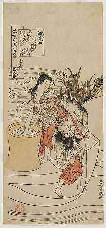 武藏省的Chofu Tama河（摘自《漂浮世界的六条Tama河》）`The Chofu Tama River in Musashi Province (from the series The Six Tama Rivers of the Floating World) (c. 1770) by Kitao Shigemasa
