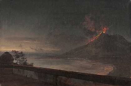 从基西萨纳看维苏威`Utsikt mot Vesuvuis från Quisisana (1820) by Johan Christian Dahl
