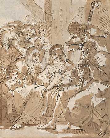 牧羊人的朝拜`Adoration of the Shepherds (mid~to late 18th century) by Ubaldo Gandolfi