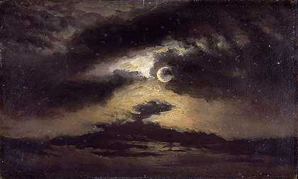 月光下的云`Clouds in Moonlight (1843) by Knud Baade