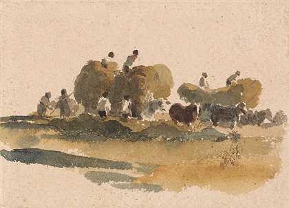 干草车`Hay Wagons by Peter DeWint