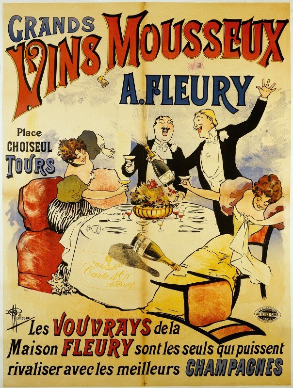 高档起泡酒A.fleury`Grands Vins Mousseux A.Fleury (1890~1900) by Albert Guillaume