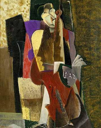 大提琴演奏家`The Cellist (1917) by Max Weber