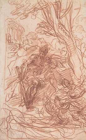 赫斯佩里德斯花园里的大力士`Hercules in the Garden of the Hesperides (1612–56) by Baldassarre Franceschini
