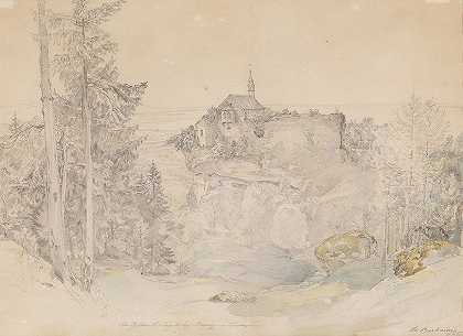 布雷根茨附近的格巴德斯卡佩勒`Gebhardskapelle bei Bregenz (1838) by Franz Barbarini
