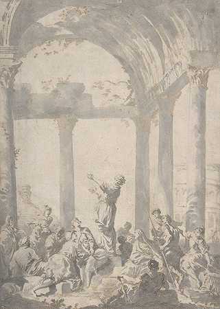 圣保罗在雅典传教`Saint Paul Preaching in Athens (1733) by Giovanni Paolo Panini
