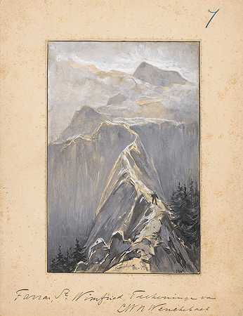 男孩走在山路上`Jongen loopt over een bergpad (in or before 1894) by Willem Wenckebach