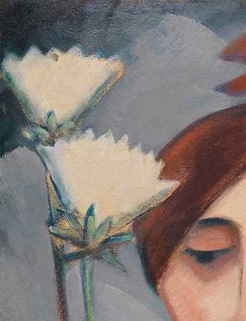 花和雌性头`Blüten und weiblicher Kopf (1921) by Dorothea Maetzel-Johannsen