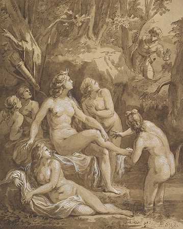 黛安娜和阿克泰翁`Diana and Actaeon (18th century) by Joseph Bergler the Younger