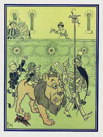 留着绿色胡须的士兵领着他们穿过街道`The Soldier with the green whiskers led them through the streets (1900) by William Wallace Denslow