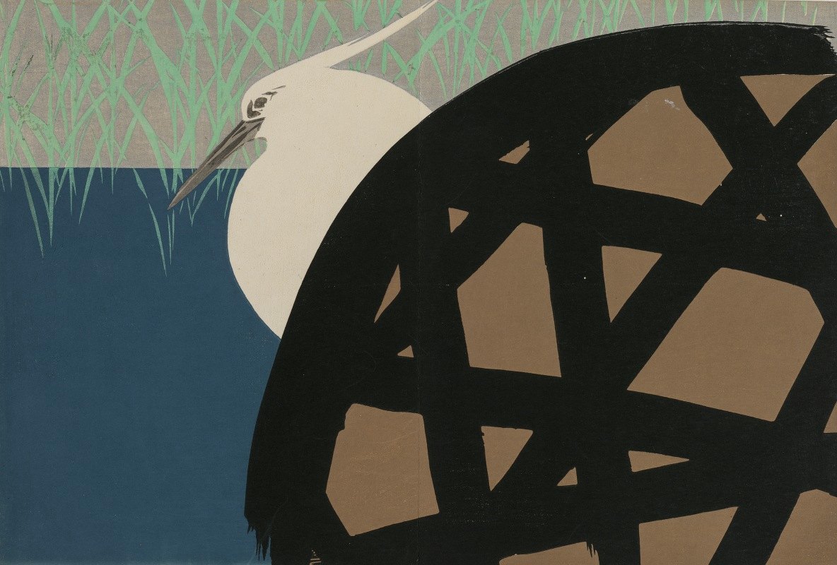 白鹭（白鹭）`White Heron (Shirosagi) (1909~1910) by Kamisaka Sekka