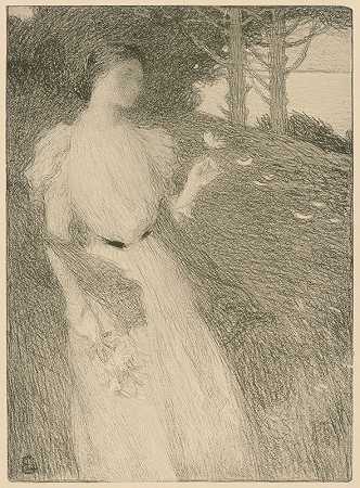 10月晚（10月晚）`Evening in October (Soir d’Octobre) (ca. 1898) by Ernest Joseph Laurent