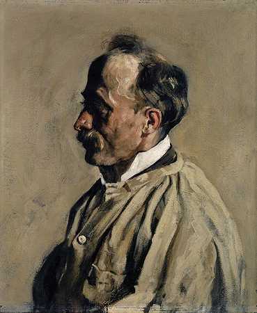 镀金者埃米尔·鲍姆加特纳肖像`Portrait of the Gilder Emil Baumgartner (1900) by Heinrich Altherr