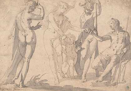 帕里斯的审判`The Judgment of Paris (c. 1615) by Joachim Wtewael