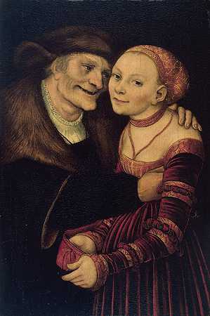 这对不般配的夫妇`The Ill~Matched Couple (1517) by Lucas Cranach the Elder