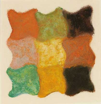 橙色、黄色和绿色的摘要`Abstraktion In Orange, Gelb Und Grün by Augusto Giacometti