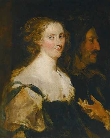 一男一女的双画像`Double portrait of a man and woman by Jan Boeckhorst