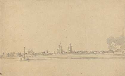 荷兰城镇景观（代尔夫特）`View of a Dutch Town (Delft) by Willem van de Velde the Younger
