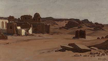 现代坟墓，阿斯旺，埃及`Modern Tombs, Aswan, Egypt (circa 1890) by Elihu Vedder