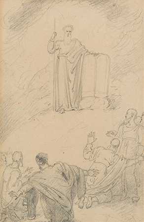 摩西从西奈山带来十诫`Moses Bringing the Ten Commandments from Mount Sinai (before 1835) by Richard Westall