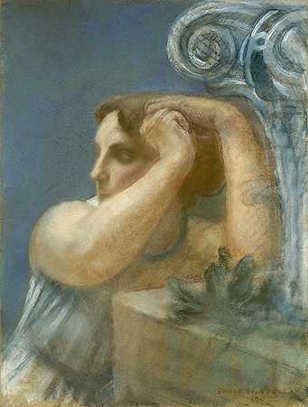 妇女头顶`Tête de femme au chapiteau (1905) by Antoine Bourdelle