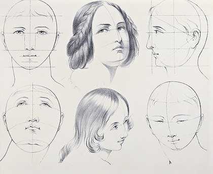 朱利安s对PL05的研究`Juliens Studies of Heads pl 05 (1840) by Bernard-Romain Julien