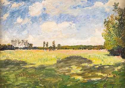 夏季景观`Summer landscape by Olof August Andreas Jernberg