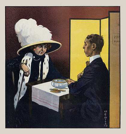 修指甲`The manicure (1910) by William Ely Hill