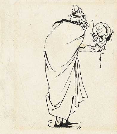 头骨男`Man with Skull (1892~98) by Aubrey Vincent Beardsley