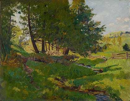 博普雷附近的夏天`Summer near Beaupre (1895~1905) by Maurice Galbraith Cullen