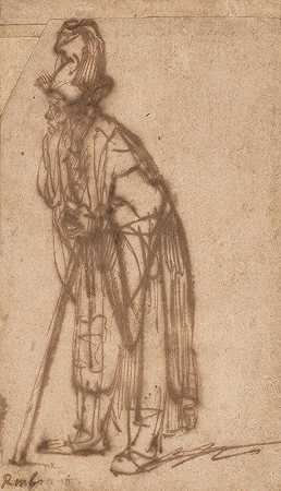 老人倚着一根棍子`Old Man Leaning on a Stick (1632–35) by Rembrandt van Rijn