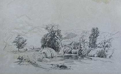 布奎特河`Bouquet River (1859) by David Johnson