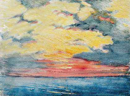 日落，阿卡普尔科`Sunset, Acapulco (circa 1912) by Joseph Pennell