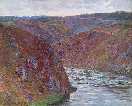 克鲁斯山谷（灰色日）`Valley of the Creuse (Gray Day) (1889) by Claude Monet