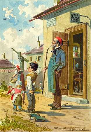 鞋匠大师`Der Schustermeister (1848) by Franz Gerasch