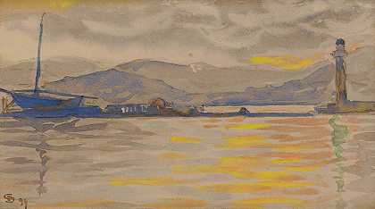 圣特罗佩斯，港口`Saint~Tropez, Le Port (1894) by Paul Signac