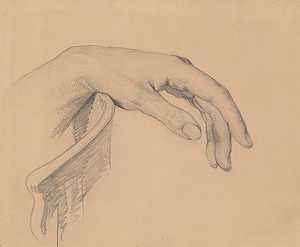 基督研究她左手拿着那幅画安葬`
Study of Christs left hand to the painting Entombment (1850)  by Józef Simmler