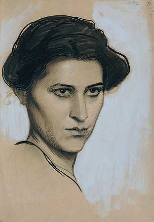 年轻女子`Junge Frau en face (1914) by Josef Wawra